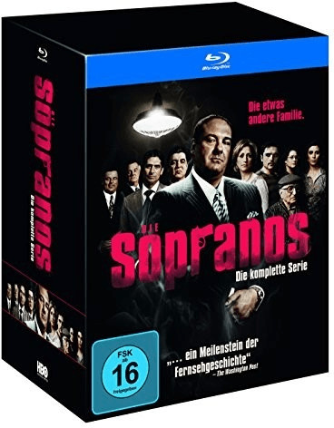 Sopranos - Die komplette Serie (Blu-ray) für 53€ – Vereinigte Königreich Edition mit 28 Discs, deutscher Tonspur &amp; Bonusmaterial