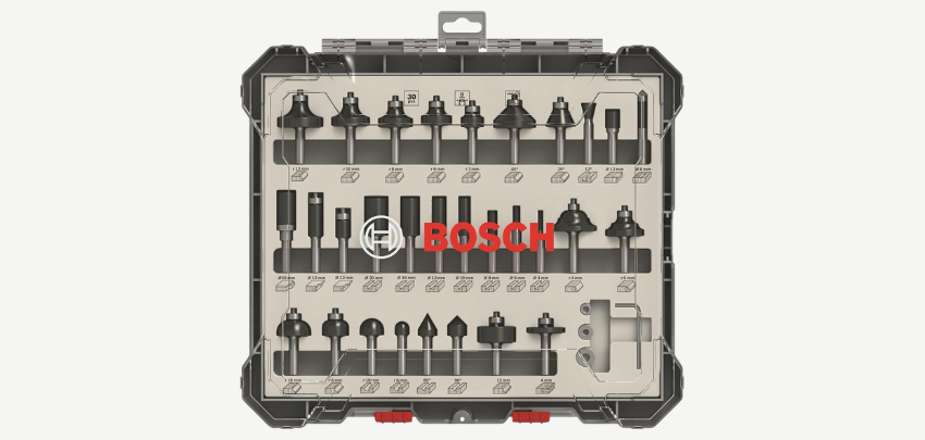 Bosch Freihandfräser Set für 68€ - 30-teilig, Hartmetallschneiden, DIN EN-847