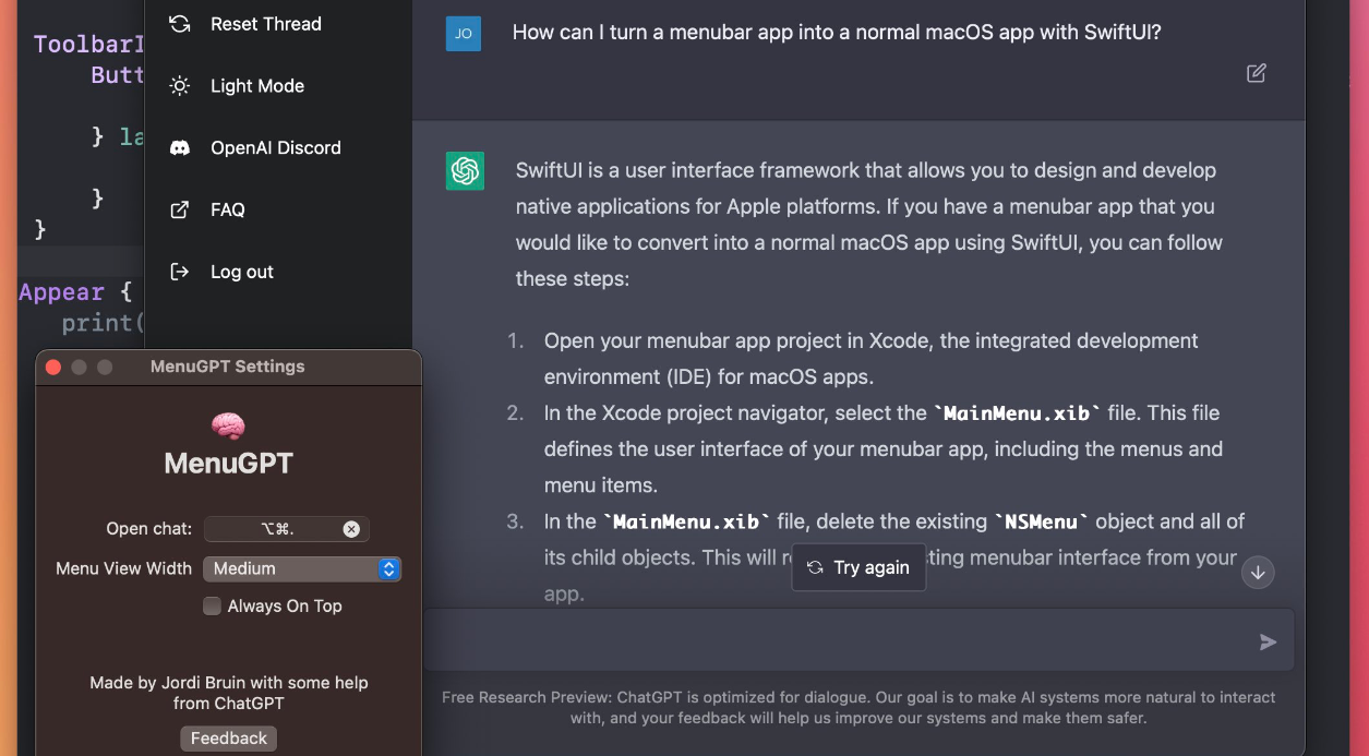 ChatGPT als Anwendung auf dem iMac » Statt Browseranwendung als App verfügbar