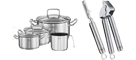 Rösle Koch-Set für 70€ – 4 Töpfe sowie Pendelschäler und Knoblauchpresse