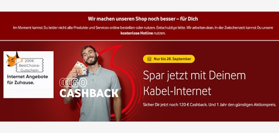 Nur bis zum 12.9.!⚡ Bis zu 520€ abstauben 🤯 Vodafone Kabel-Internet