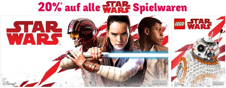 20% Rabatt auf alle Star Wars Spielwaren bei Toys'R'Us - z. B. Lego Star Wars Millennium Falcon für 92€