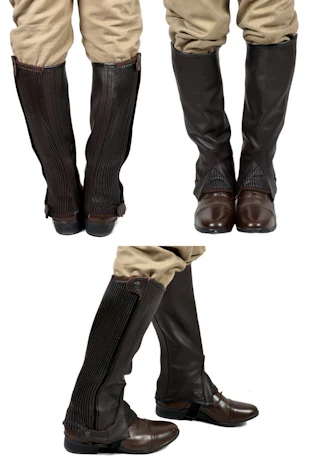 Riders Trend Unisex Vollnarbenleder Mini Chaps-Dehnfalte Reiterchaps, XL