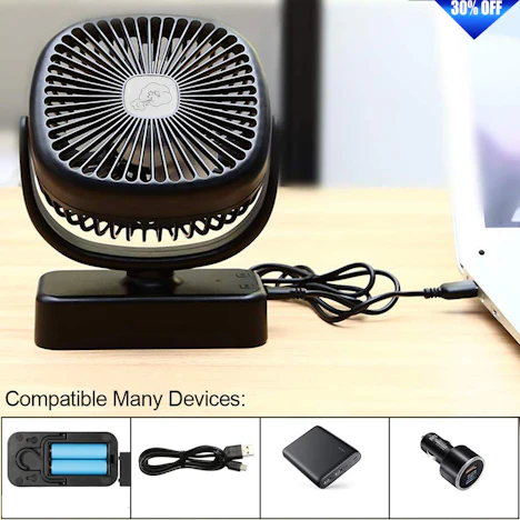 Tragbare Camping Fan, 360 ° drehbarer USB