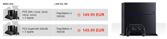 Gamestop: PlayStation 4 für 150€ im Trade-In - gegen PS3 Slim mit 3 Spielen