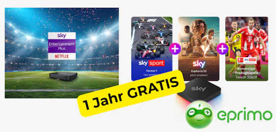 Streaming geschenkt! 📺 1 Jahr Sky & Netflix mit eprimo