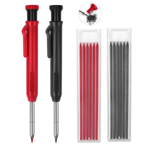 2er Zimmermannsbleistift mit 12 Bleistiftminen 2 Farben ,45mm für 6,79€(statt 7,99€)