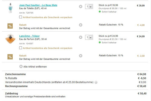 Parfum-Sale bei Douglas z. B. Jean Paul Gaultier Le Beau Male für 36€