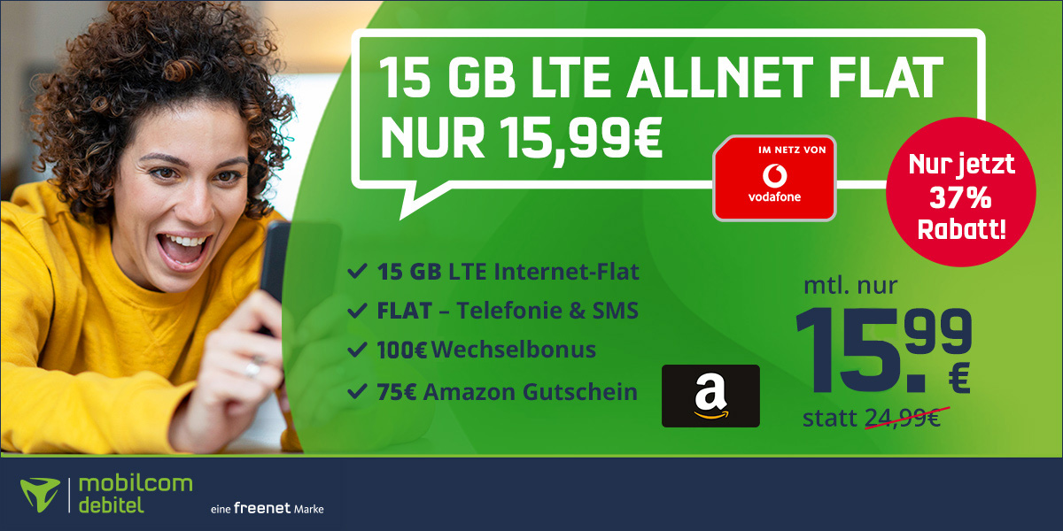 Vodafone Hammer! 🤯 15GB LTE Allnet für 9€ im Monat oder 30GB für 16€ im Monat dank Wechselbonus &amp; Amazon-Gutschein