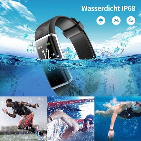 Armband Fitness Tracker mit Pulsmesser Wasserdicht IP68 Farbbildschirm Schrittzähler mit 14 Trainingsmodi