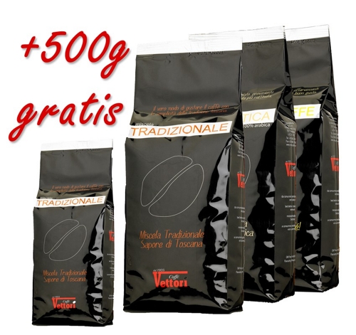 Caffe Vettori  3x1000g Kaffeebohnen + 500g gratis