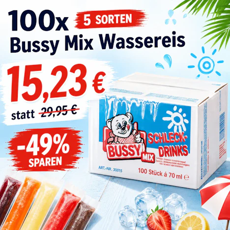 100× Bussy Mix Wassereis in 5 Sorten