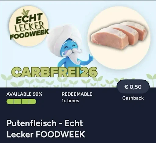 50 Cent Cashback auf Putenfleisch über Marktguru Code: CARPFREI20