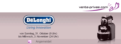 DeLonghi Nespressomaschinen bei vente-privee - UPDATE