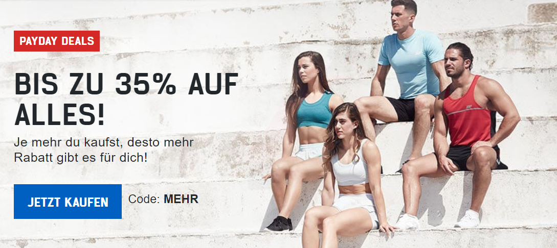 Bis zu 35% Staffelrabatt auf Alles bei MyProtein - z.B. 10Kg Impact Whey Protein ab 75€