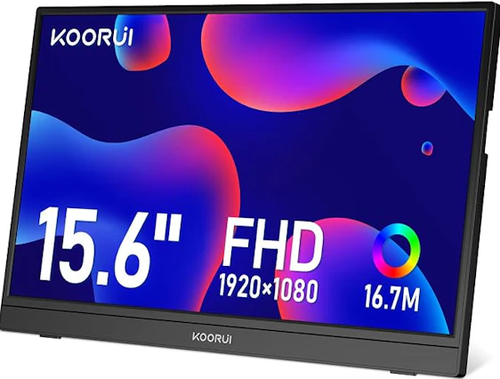 KOORUI 15,6 Zoll Portable Monitor FHD Tragbarer Monitore 60Hz HDMI/Type-C | Plug-and-Play, IPS, Eye Care