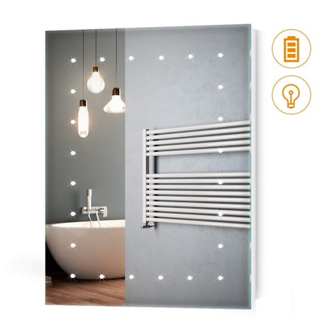 65% Rabatt Quavikey 390 x 500mm LED beleuchtet Badezimmerspiegel batteriebetrieben für Make-up Kosmetik