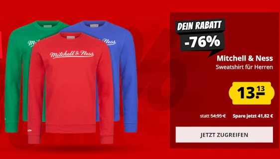 Mitchell & Ness Script Crew Sweatshirt in 3 Farben für 13,13€ statt 54,95€