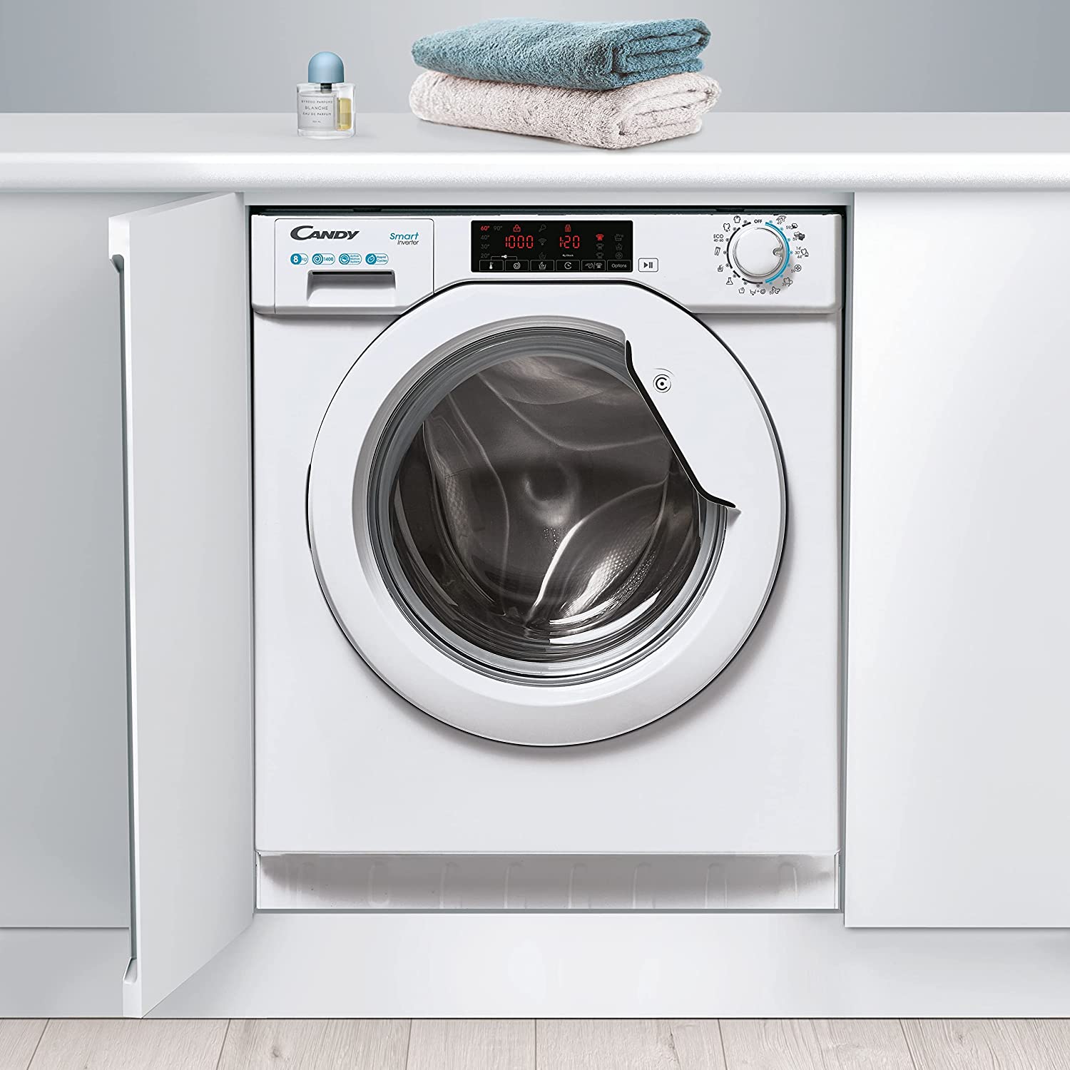 Candy Waschmaschine CBW 48TWME-S für 408€ - Zum Einbau, Frontlader, Energieeffizienzklasse A, für 8kg Wäsche, 1400 U/min