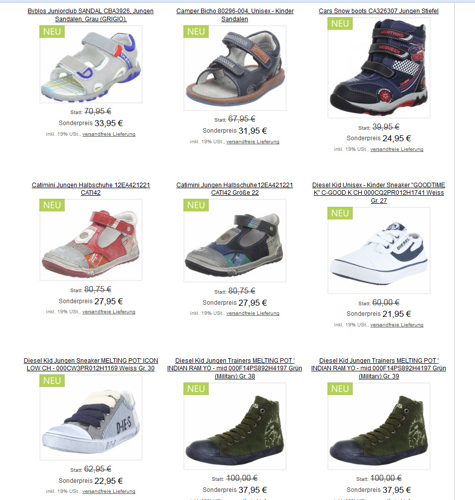 Kinderschuhe im großen Marken-Ausverkauf! Jetzt mit Rabatten bis zu 80 Prozent