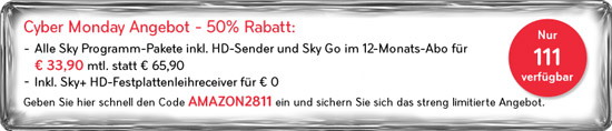 Wieder da - Sky komplett + Sky Go + HD Kanäle + Sky+ Festplattenreceiver für 33,90€ monatlich (Update 3)