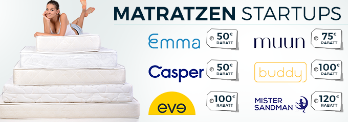Gutscheine für Matratzen Startups: Emma, Muun, Casper &amp; Co. - zwischen 50€ und 120€ Rabatt möglich
