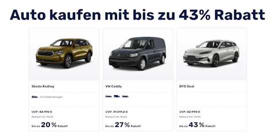 Auto Barkauf-Angebote mit 43% Rabatt 🚗 inkl. Haustürlieferung, super viele Marken & Bauarten