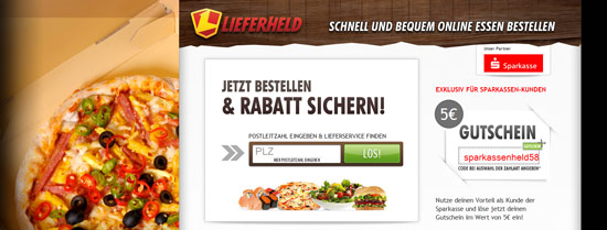 Abendessen! 5€ Lieferheld Gutschein ab 10€ Bestellwert