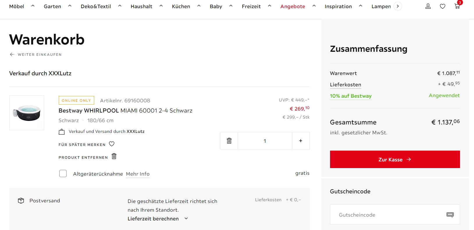 XXXLutz Gutschein einloesen