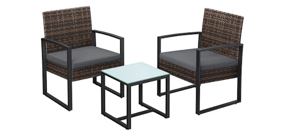 Songmics 3-teiliges Gartenmöbel-Set für 80€ - in Rattanoptik, Stühle bis 150kg belastbar