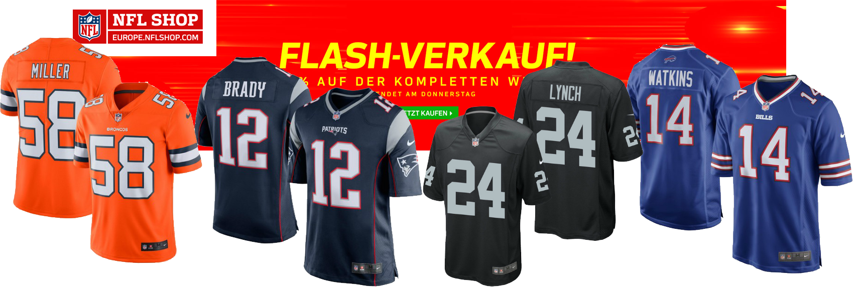 20% Flashsale im NFL Shop + 15% Extra-Rabatt für Anmeldung zum Newsletter