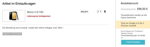 Google Nexus 4 8GB für 299€ und 16GB für 349€ *UPDATE*