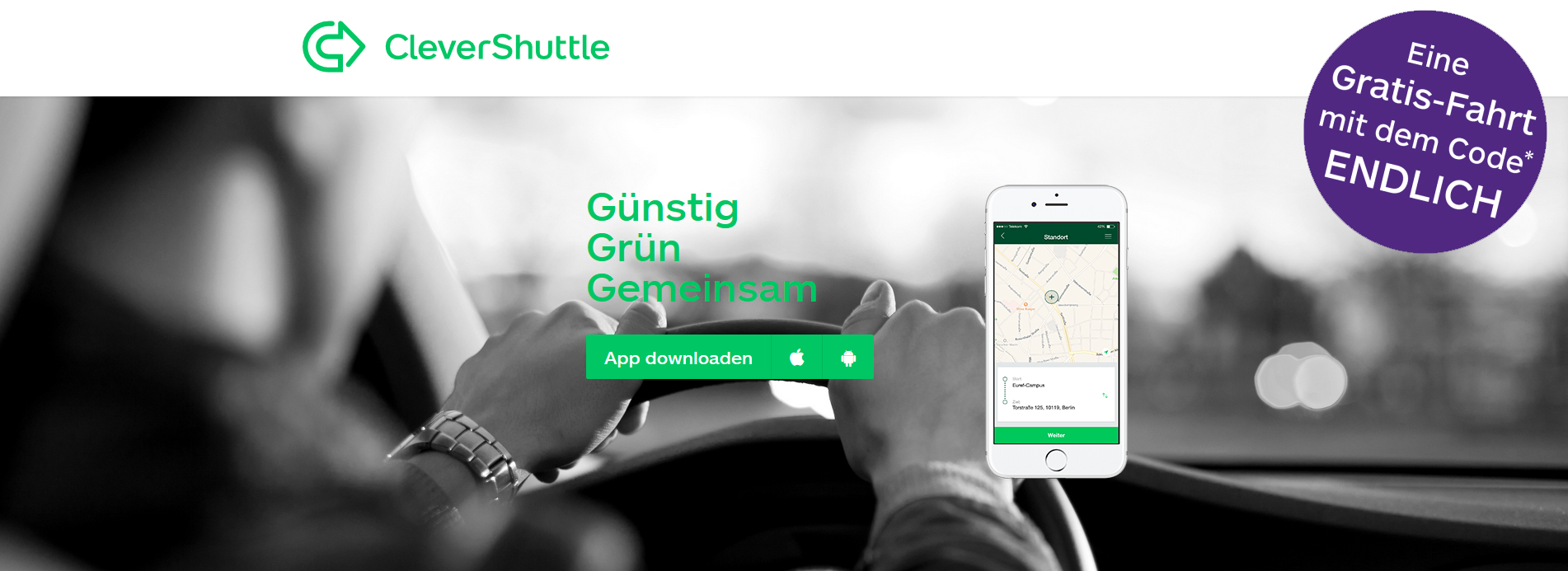 Gratisfahrt mit Clever Shuttle + 10€ Startguthaben - in Berlin, München und Leipzig