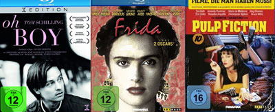 3 Blu-rays für 20€ z.B. Oh Boy, Frida und Pulp Fiction - 220 Filme zur Auswahl