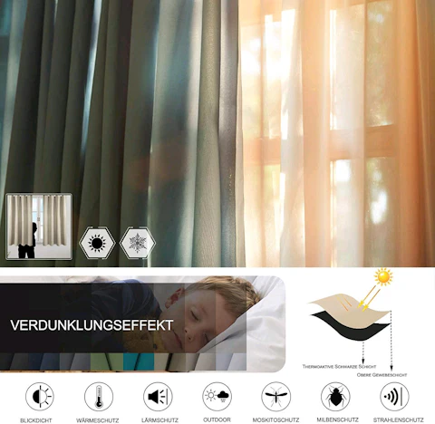 Vorhang Blickdicht mit 8 Schlaufen