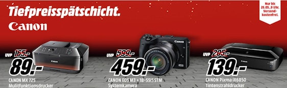 Media Markt Tiefpreisspätschicht in der Übersicht - z.B. CANON Pixma iX6850 Tintenstrahldrucker mit WLAN für 139€