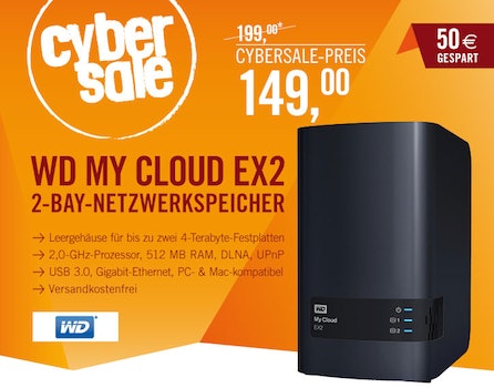 Western Digital My Cloud EX2 - Leergehäuse für bis zu 8TB für 111€ bei Cyberport *UPDATE*