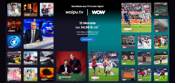 📺⚽️ waipu.tv Perfect Plus + WOW Live-Sport für 35€/Monat - 280 TV-Sender & alle Live-Sport-Highlights