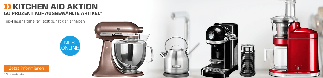 50% Rabatt auf KitchenAid Küchengeräte bei Saturn - z.B. Kompakt-Küchenmaschine mit 240 Watt für 95€