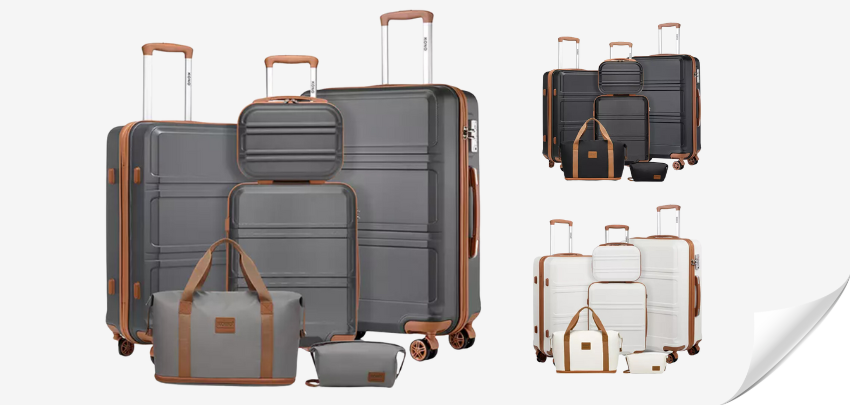 Vorbereitet in den Urlaub! 4 Reisekoffer + 2 Reisetaschen für 104€ - 6-teiliges Set mit Farbwahl
