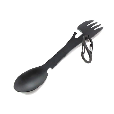 Portable Edelstahl 5 in 1 Löffel Gabel Steak Cutter Dosenöffner Flaschenöffner Outdoor-Camping-Geschirr