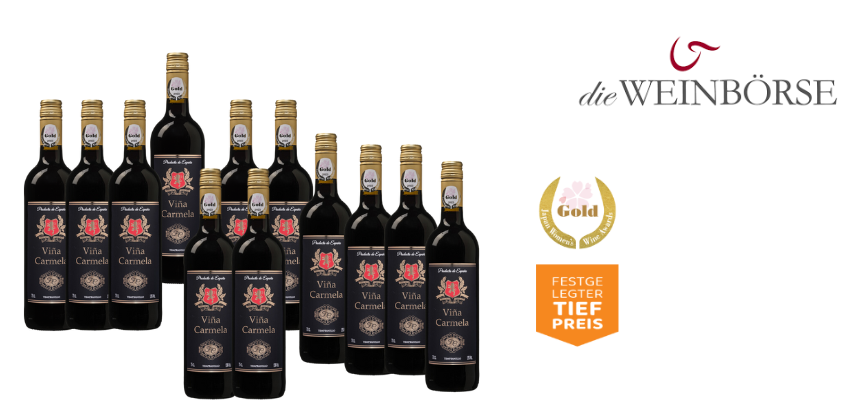 Schnell zuschlagen! 12x Viña Carmela Tempranillo für 36€  – Exklusives Angebot mit Goldmedaille von 'Die Weinbörse'
