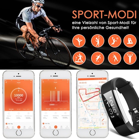 Aneken Fitness Armband Uhr mit Herzfrequenz, Schrittzähler Pulsmesser