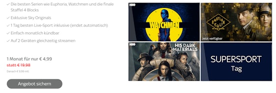 1 Monat WOW Serien Abo (ehem. Sky Entertainment Ticket) für 4,99€ - inklusive Supersport-Tagesticket