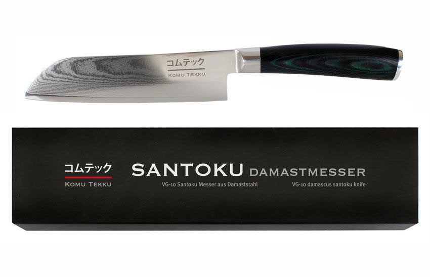 Komu Tekku Santoku Damastmesser 17cm aus japanischem VG-10 Stahl für 33 EUR inkl. VSK