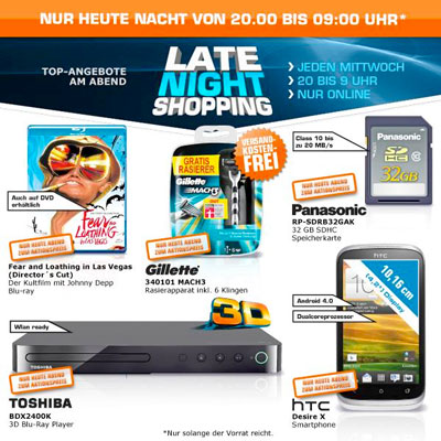 Saturn Late Night Angebote ab 20 Uhr in der Übersicht - 32GB SDHC Karte, HTC Desire X uvm. *UPDATE*