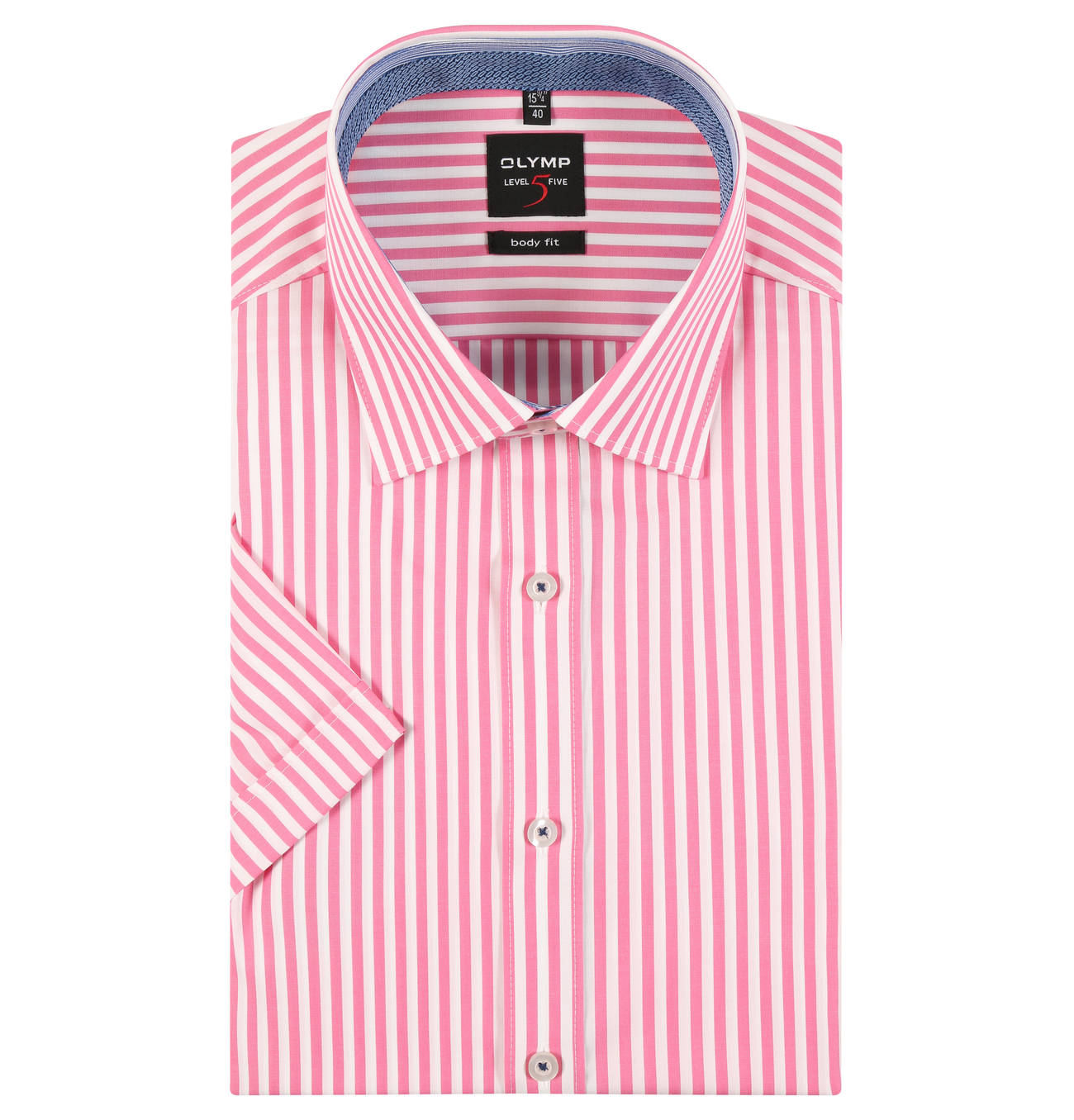 OLYMP Level Five Businesshemd, Body Fit, Streifen, kurze Ärmel