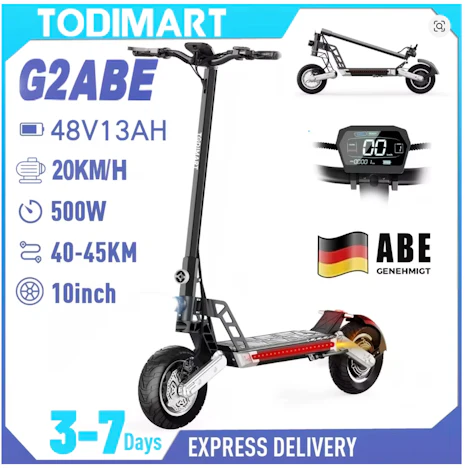 Günstig und legal durch die Stadt! 🛴 Todimart G2 E-Scooter mit ABE für nur 337€ 💨