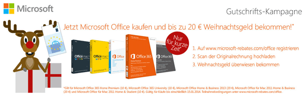 Microsoft Office Cashback Aktion - bis zu 20€ zurück *UPDATE*