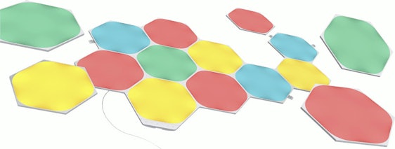 MediaMarktSaturn Tagesdeal! ⏰ Nanoleaf Shapes Hexagons Starter Kit (15 PK) für 199€ – Smarte LED-Panels in Multicolor/Warmweiß/Tageslichtweiß